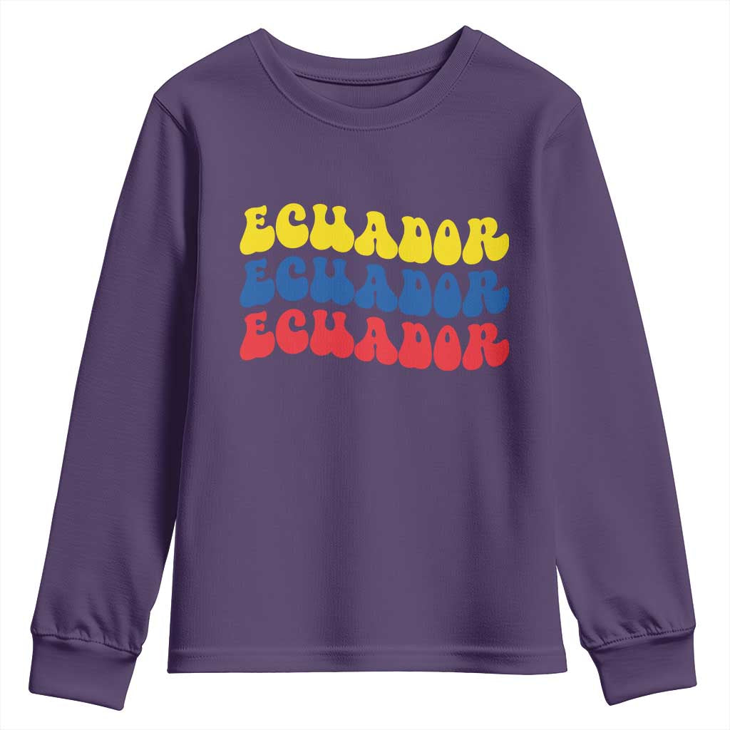 Retro Groovy Ecuador Youth Sweatshirt Proud Ecuadorian Heritage