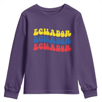 Retro Groovy Ecuador Youth Sweatshirt Proud Ecuadorian Heritage