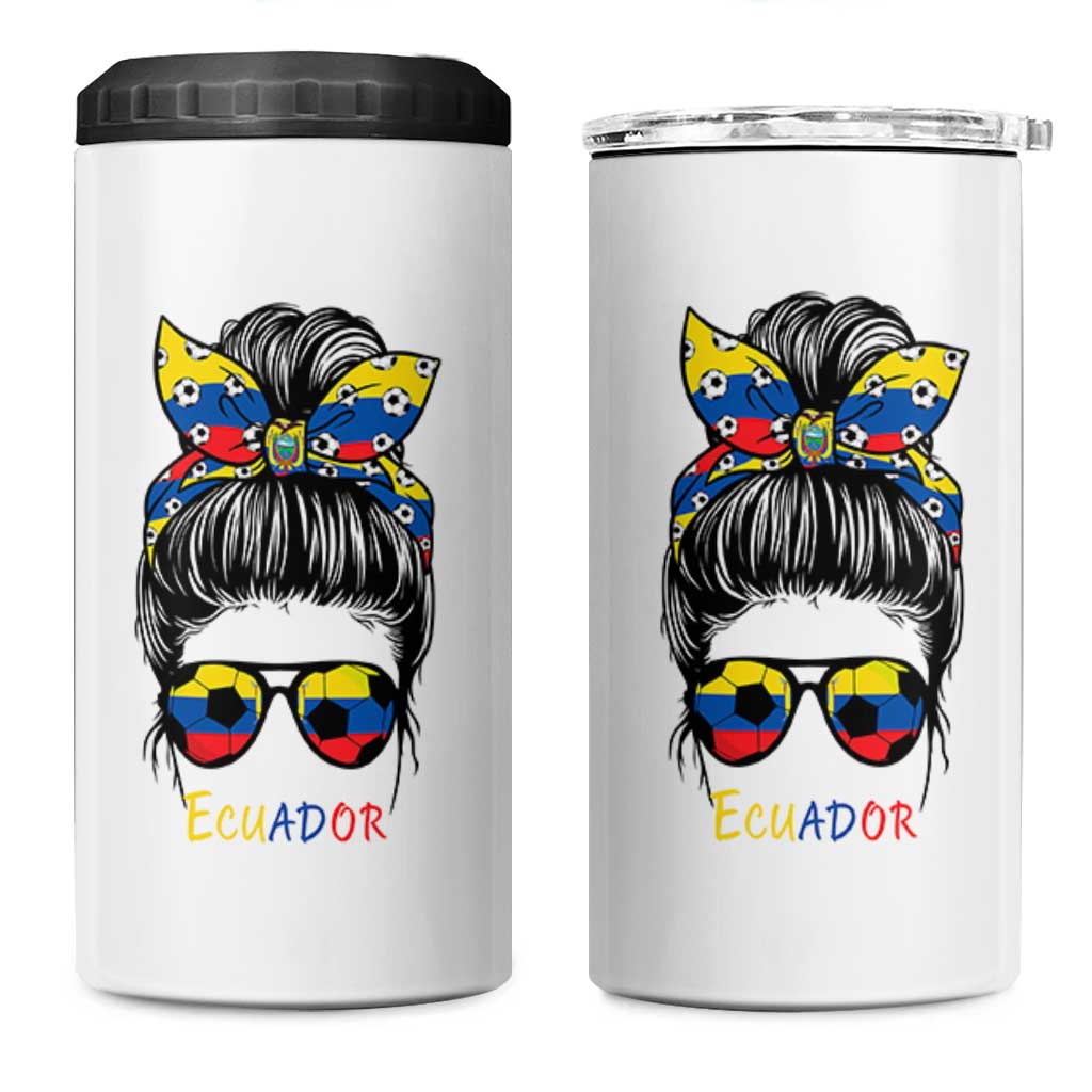 Ecuador Soccer 4 in 1 Can Cooler Tumbler Chica Ecuatoriana Pride Game Day Gift