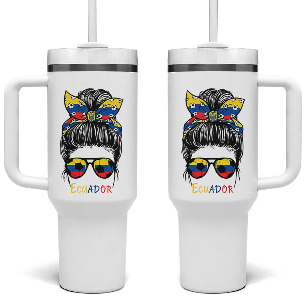 Ecuador Soccer Tumbler With Handle Chica Ecuatoriana Pride Game Day Gift
