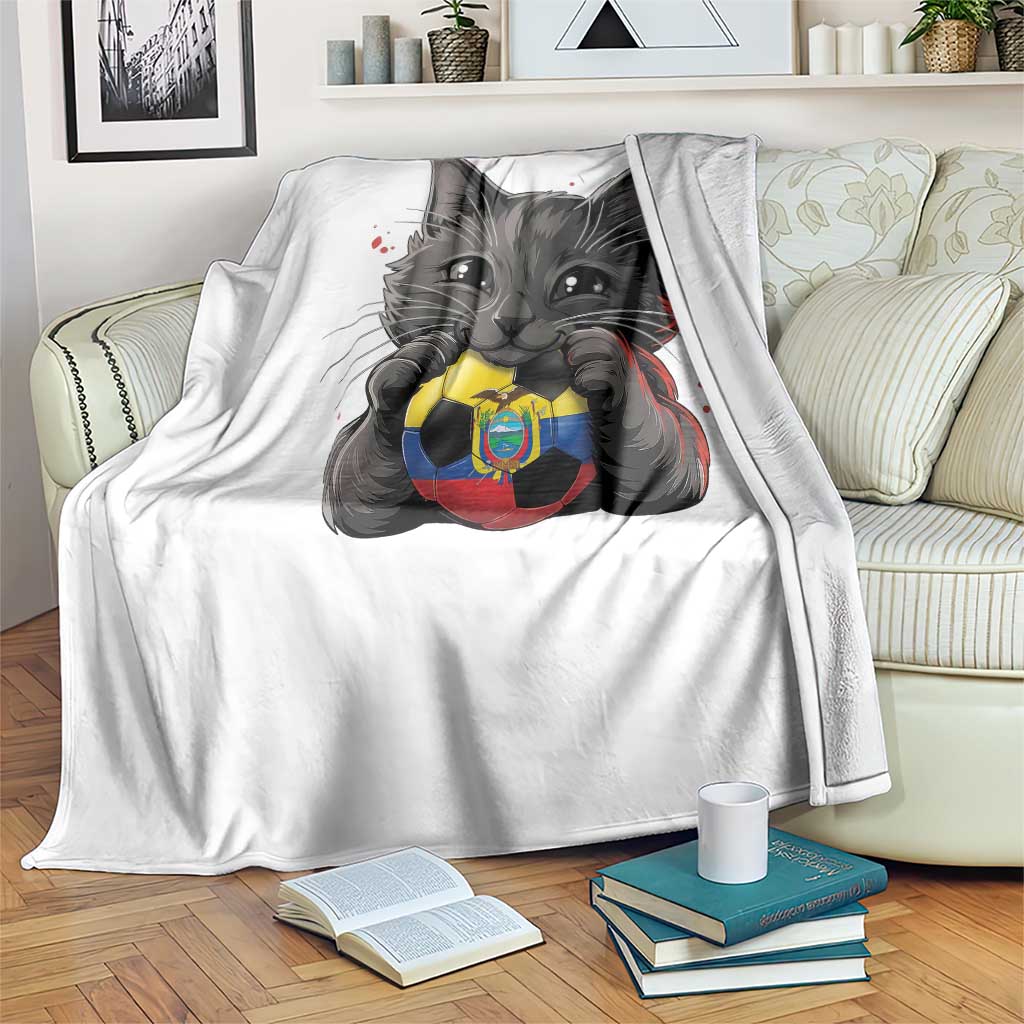 Ecuador Black Cat Soccer Game Day Throw Blanket Cat Lover Gift