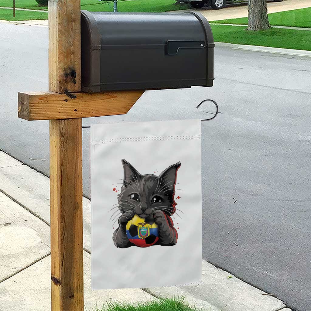 Ecuador Black Cat Soccer Game Day Garden Flag Cat Lover Gift