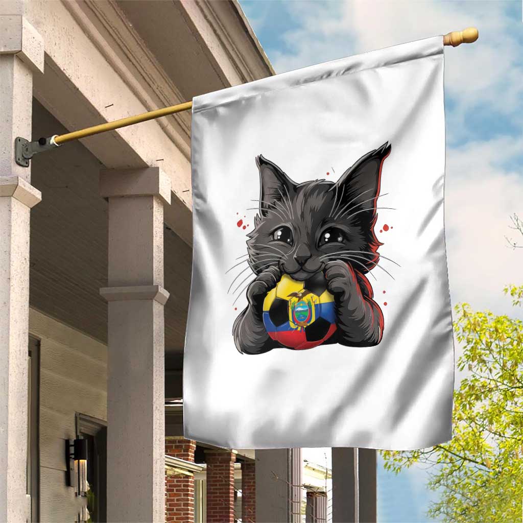 Ecuador Black Cat Soccer Game Day Garden Flag Cat Lover Gift