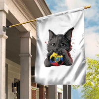 Ecuador Black Cat Soccer Game Day Garden Flag Cat Lover Gift