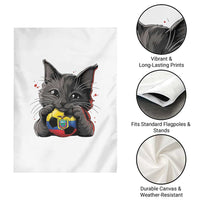 Ecuador Black Cat Soccer Game Day Garden Flag Cat Lover Gift