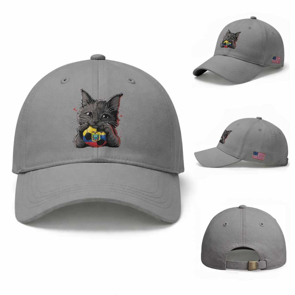 Ecuador Black Cat Soccer Game Day Baseball Cap Cat Lover Gift