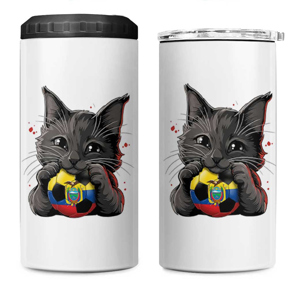 Ecuador Black Cat Soccer Game Day 4 in 1 Can Cooler Tumbler Cat Lover Gift
