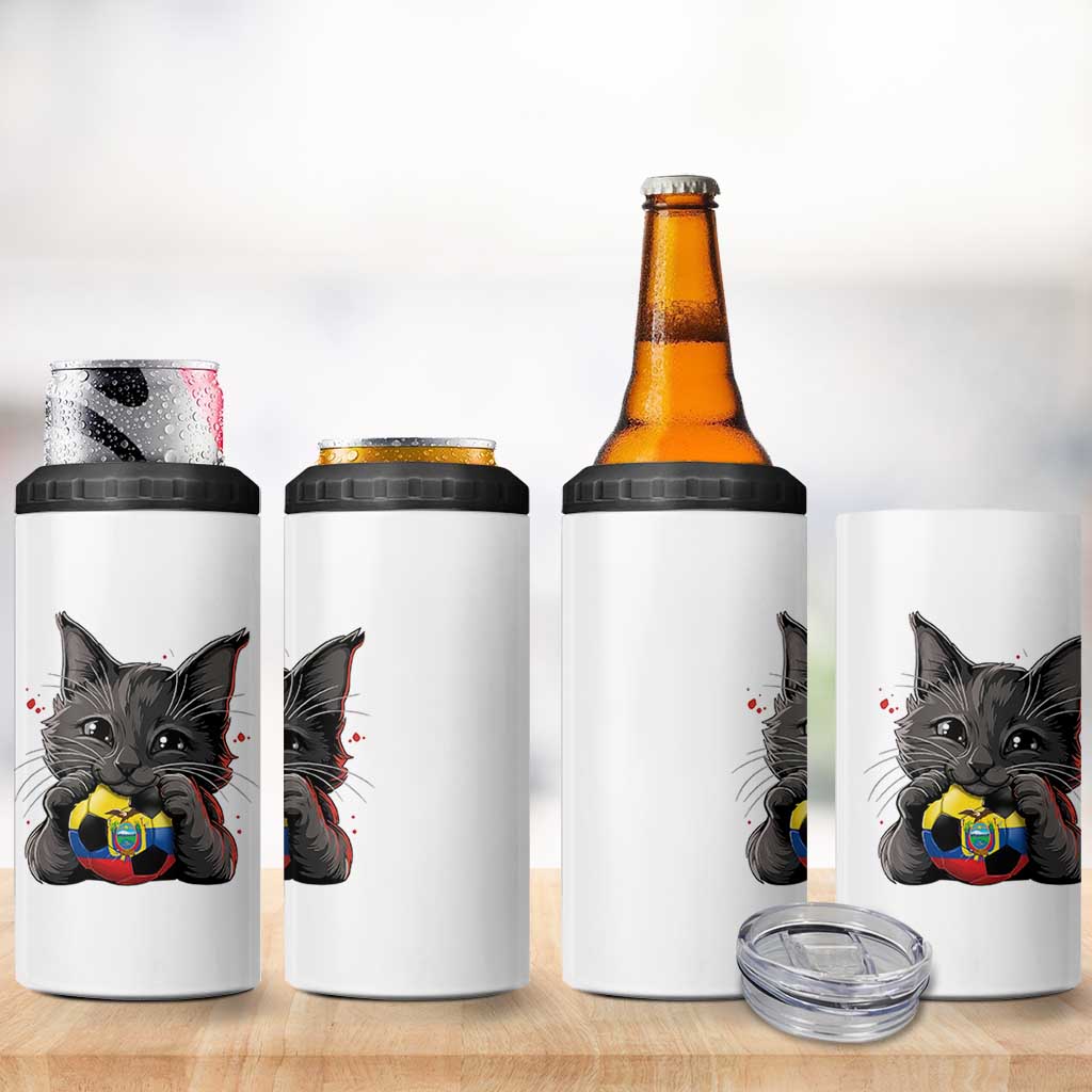 Ecuador Black Cat Soccer Game Day 4 in 1 Can Cooler Tumbler Cat Lover Gift