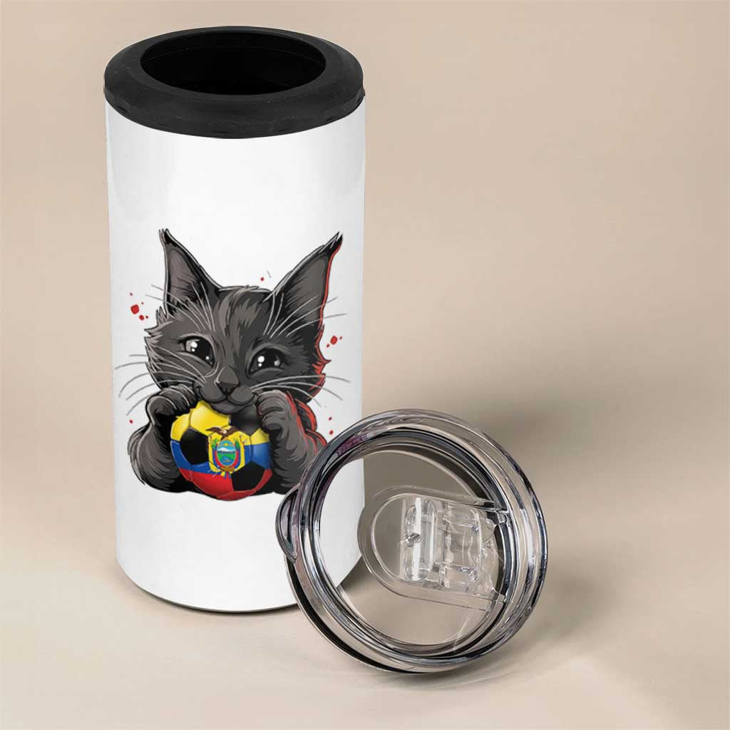 Ecuador Black Cat Soccer Game Day 4 in 1 Can Cooler Tumbler Cat Lover Gift