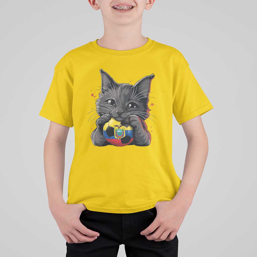 Ecuador Black Cat Soccer Game Day T Shirt For Kid Cat Lover Gift