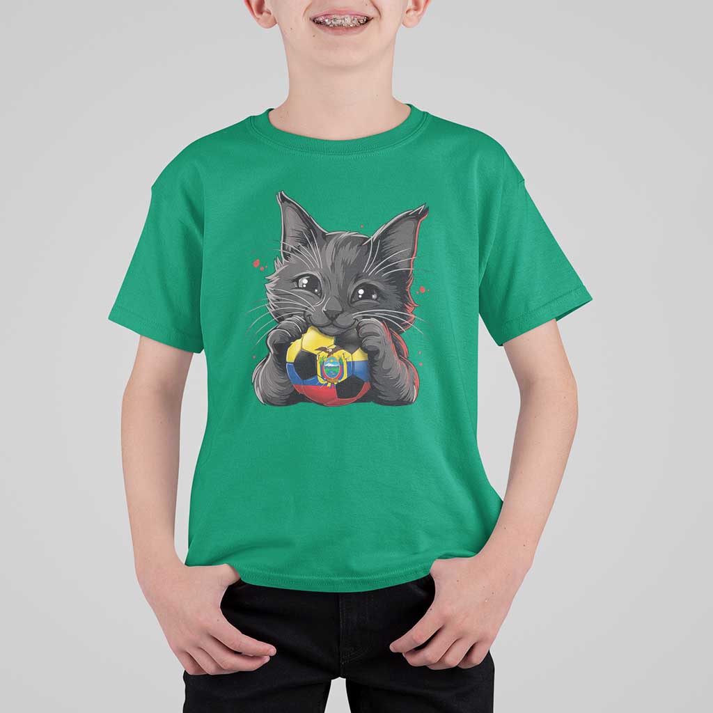 Ecuador Black Cat Soccer Game Day T Shirt For Kid Cat Lover Gift
