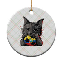 Ecuador Black Cat Soccer Game Day Ceramic Ornament Cat Lover Gift