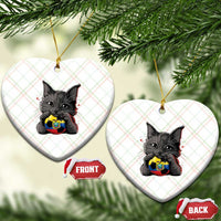 Ecuador Black Cat Soccer Game Day Ceramic Ornament Cat Lover Gift