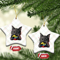 Ecuador Black Cat Soccer Game Day Ceramic Ornament Cat Lover Gift