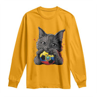 Ecuador Black Cat Soccer Game Day Long Sleeve Shirt Cat Lover Gift