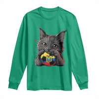 Ecuador Black Cat Soccer Game Day Long Sleeve Shirt Cat Lover Gift