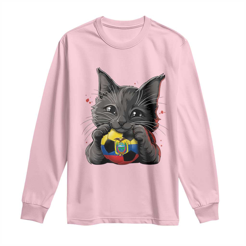 Ecuador Black Cat Soccer Game Day Long Sleeve Shirt Cat Lover Gift