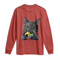 Ecuador Black Cat Soccer Game Day Long Sleeve Shirt Cat Lover Gift