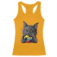 Ecuador Black Cat Soccer Game Day Racerback Tank Top Cat Lover Gift
