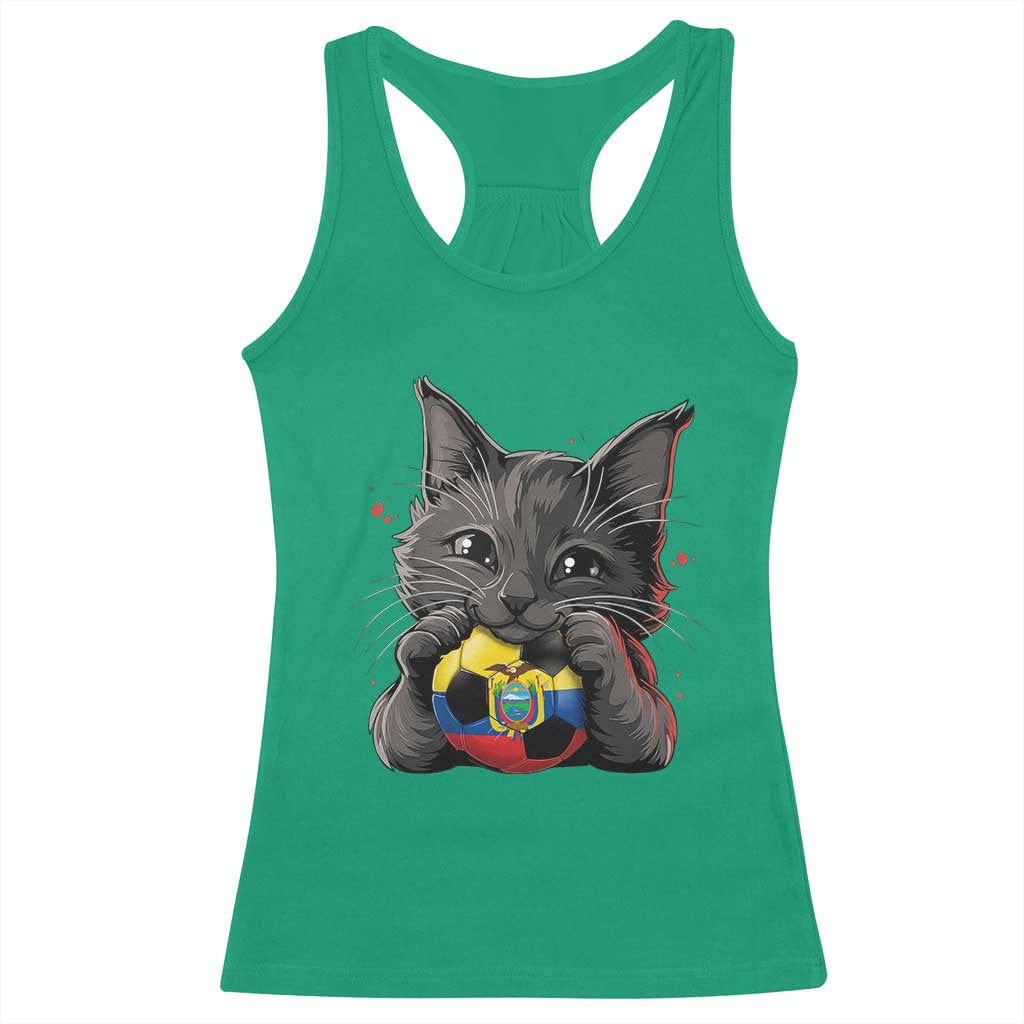 Ecuador Black Cat Soccer Game Day Racerback Tank Top Cat Lover Gift
