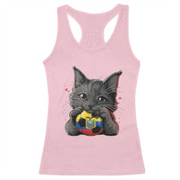Ecuador Black Cat Soccer Game Day Racerback Tank Top Cat Lover Gift