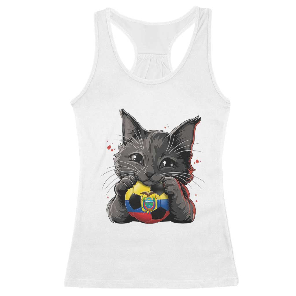 Ecuador Black Cat Soccer Game Day Racerback Tank Top Cat Lover Gift