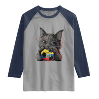 Ecuador Black Cat Soccer Game Day Raglan Shirt Cat Lover Gift
