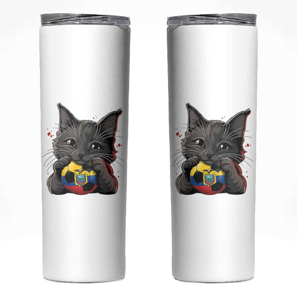 Ecuador Black Cat Soccer Game Day Skinny Tumbler Cat Lover Gift