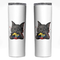 Ecuador Black Cat Soccer Game Day Skinny Tumbler Cat Lover Gift