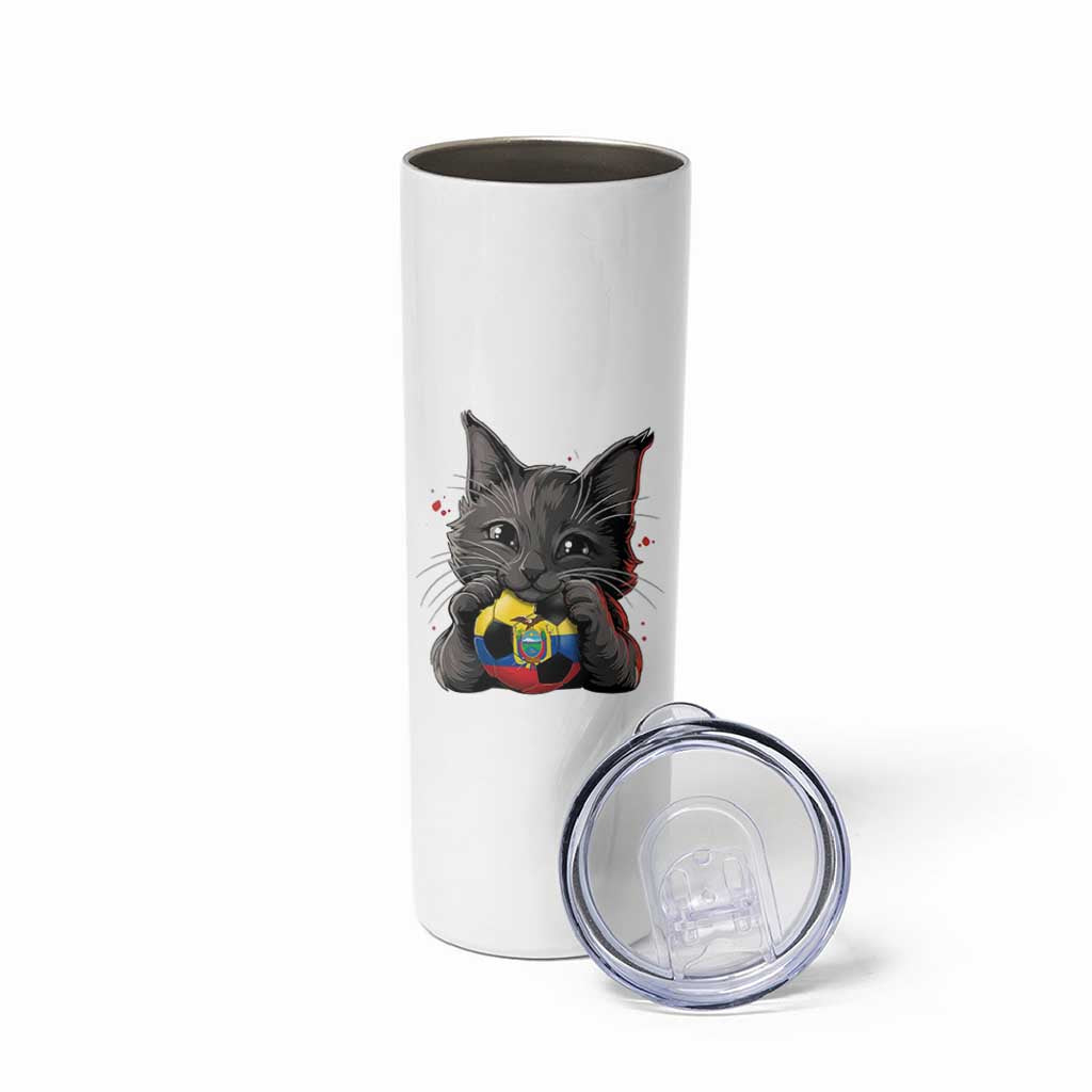 Ecuador Black Cat Soccer Game Day Skinny Tumbler Cat Lover Gift