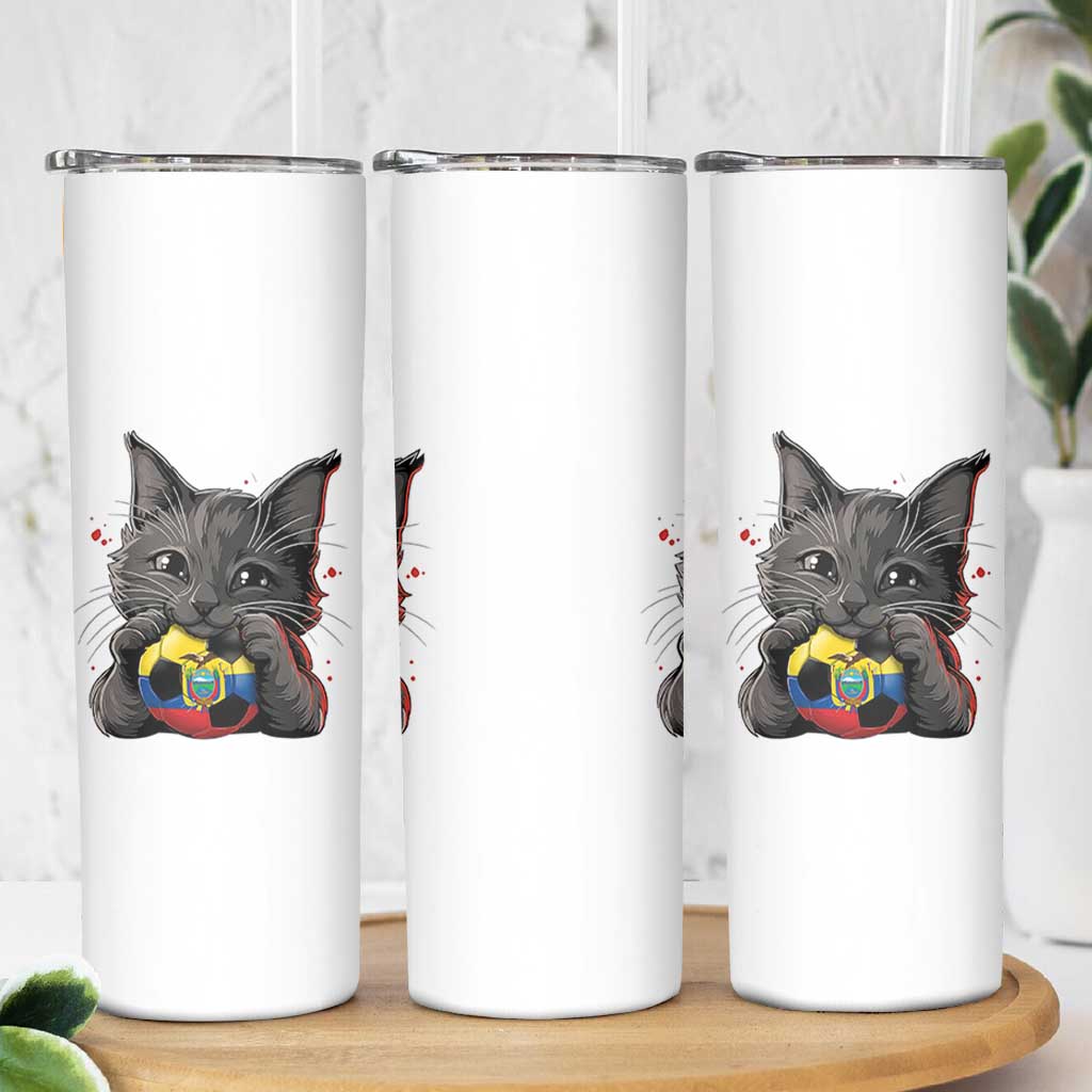 Ecuador Black Cat Soccer Game Day Skinny Tumbler Cat Lover Gift