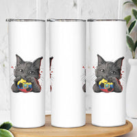 Ecuador Black Cat Soccer Game Day Skinny Tumbler Cat Lover Gift