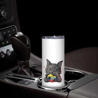 Ecuador Black Cat Soccer Game Day Skinny Tumbler Cat Lover Gift