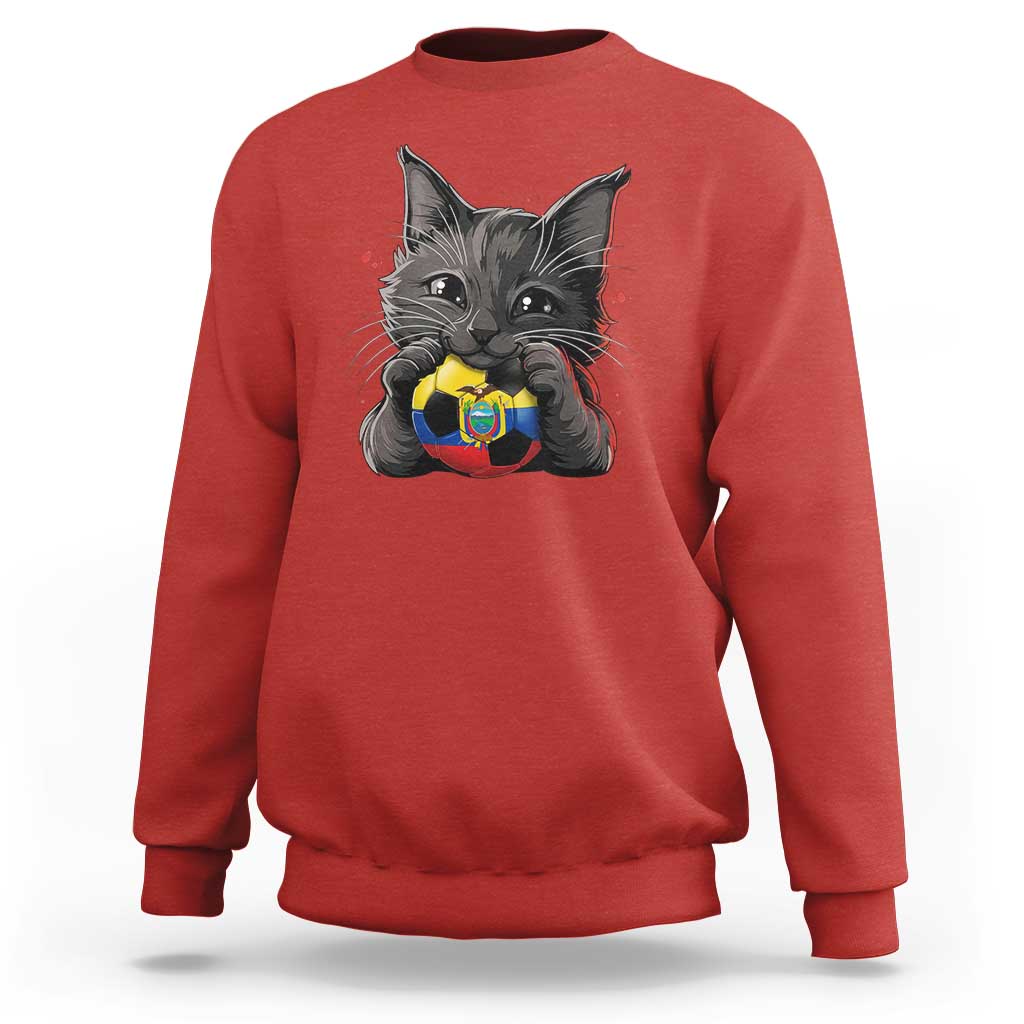 Ecuador Black Cat Soccer Game Day Sweatshirt Cat Lover Gift