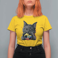 Ecuador Black Cat Soccer Game Day T Shirt For Women Cat Lover Gift
