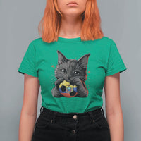 Ecuador Black Cat Soccer Game Day T Shirt For Women Cat Lover Gift