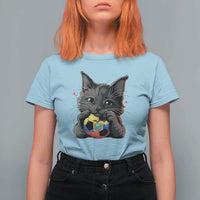 Ecuador Black Cat Soccer Game Day T Shirt For Women Cat Lover Gift