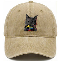Ecuador Black Cat Soccer Game Day Washed Cotton Baseball Cap Cat Lover Gift