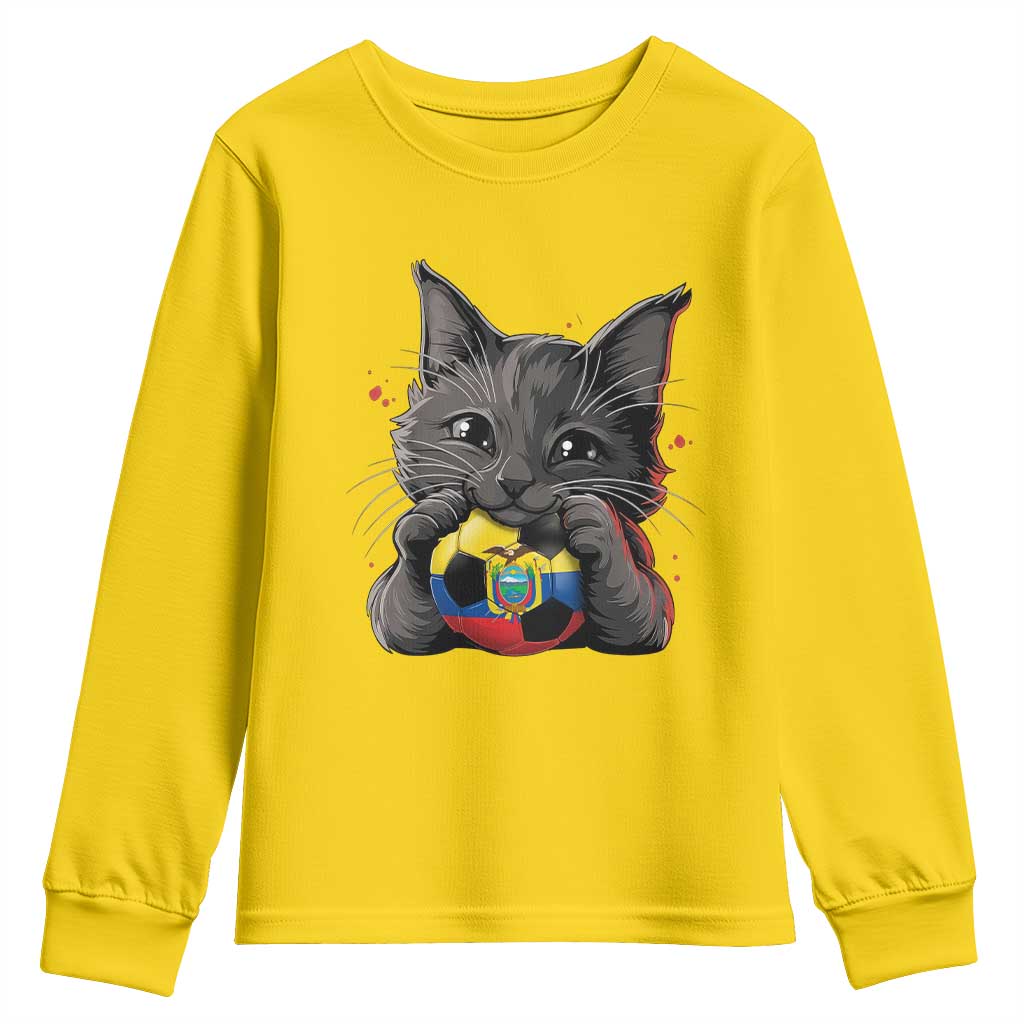 Ecuador Black Cat Soccer Game Day Youth Sweatshirt Cat Lover Gift