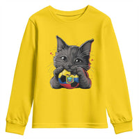 Ecuador Black Cat Soccer Game Day Youth Sweatshirt Cat Lover Gift