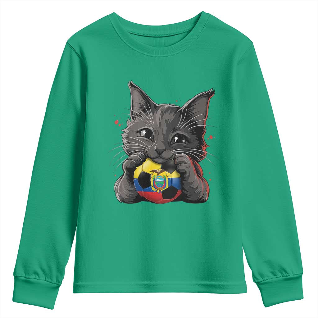 Ecuador Black Cat Soccer Game Day Youth Sweatshirt Cat Lover Gift