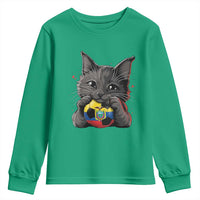 Ecuador Black Cat Soccer Game Day Youth Sweatshirt Cat Lover Gift
