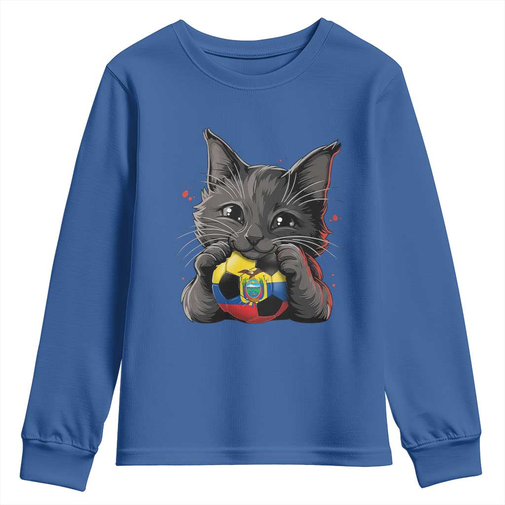 Ecuador Black Cat Soccer Game Day Youth Sweatshirt Cat Lover Gift