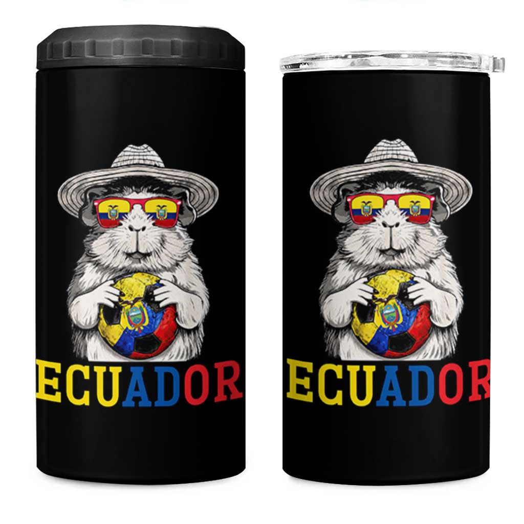 Funny Ecuador Guinea Pig Soccer Fan 4 in 1 Can Cooler Tumbler Cavy Lover Gift