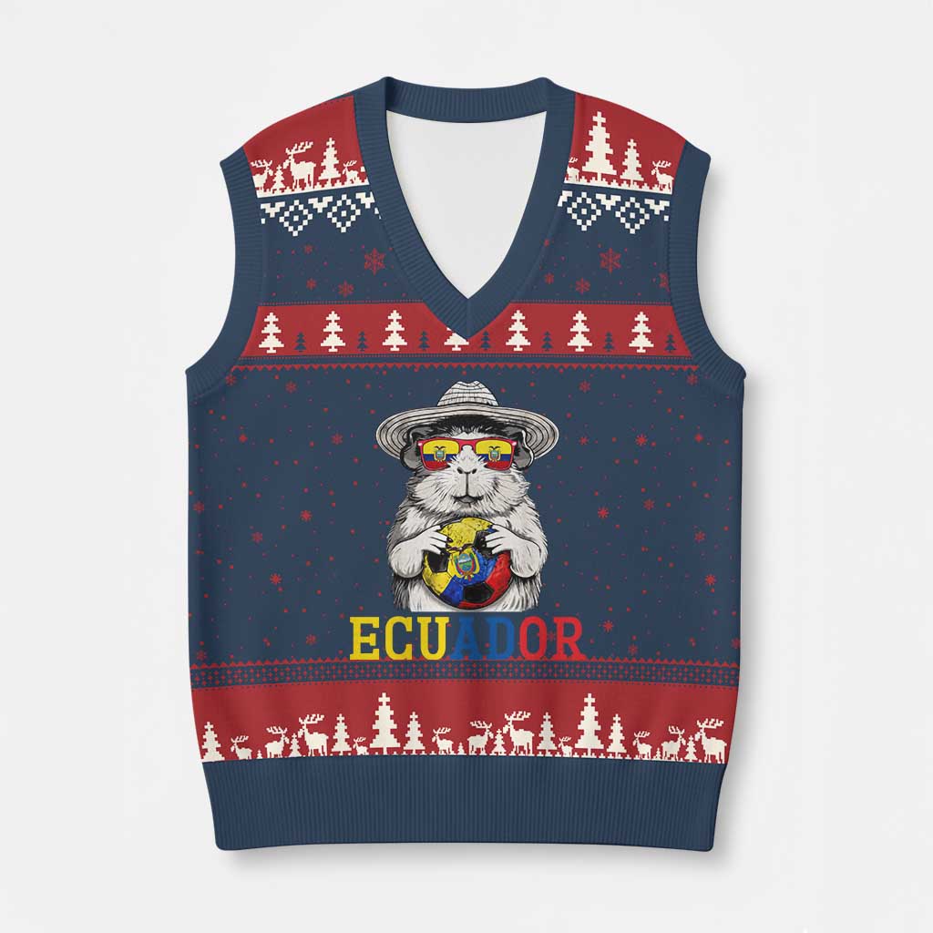 Funny Ecuador Guinea Pig Soccer Fan V-Neck Knit Sweater Vest Cavy Lover Gift