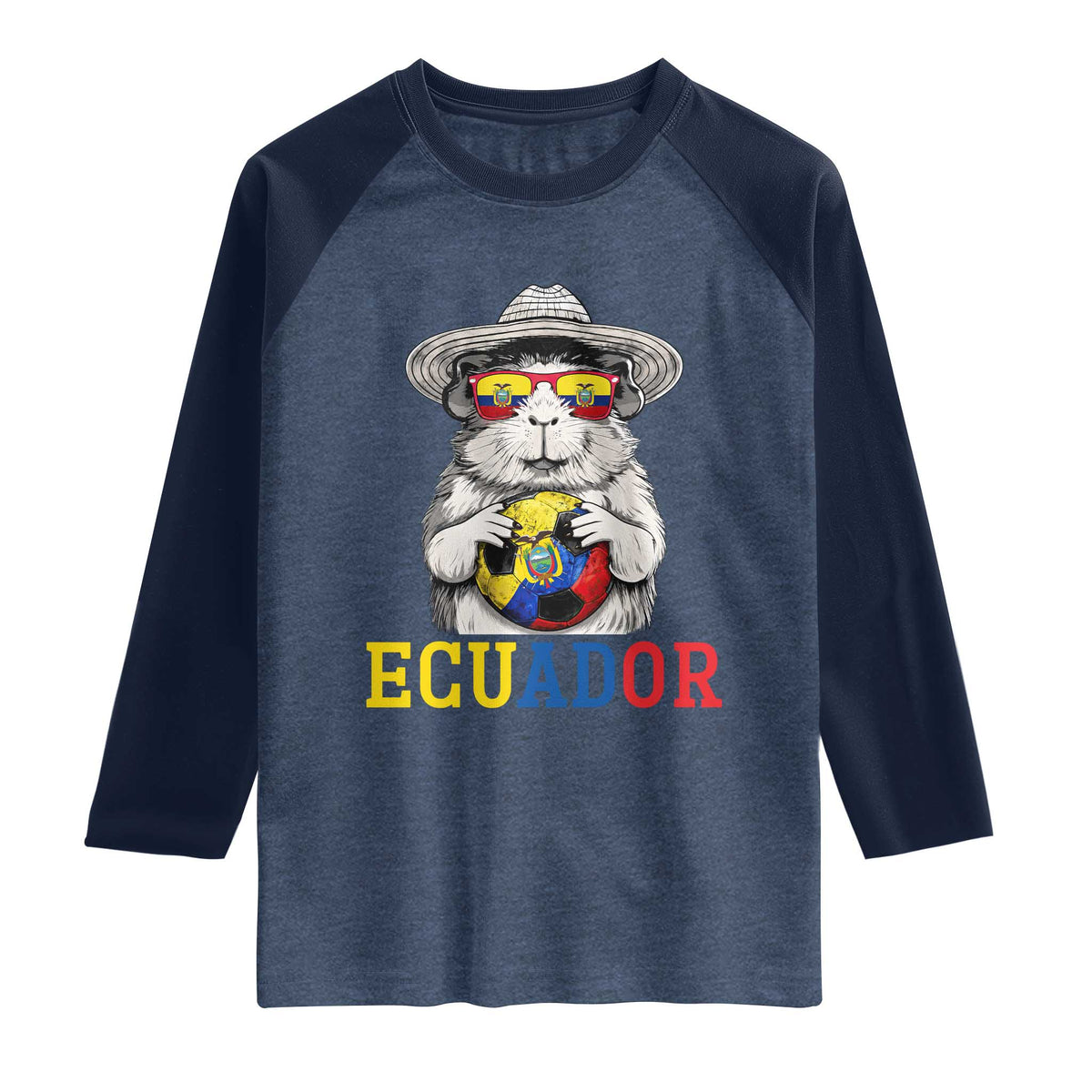 Funny Ecuador Guinea Pig Soccer Fan Raglan Shirt Cavy Lover Gift