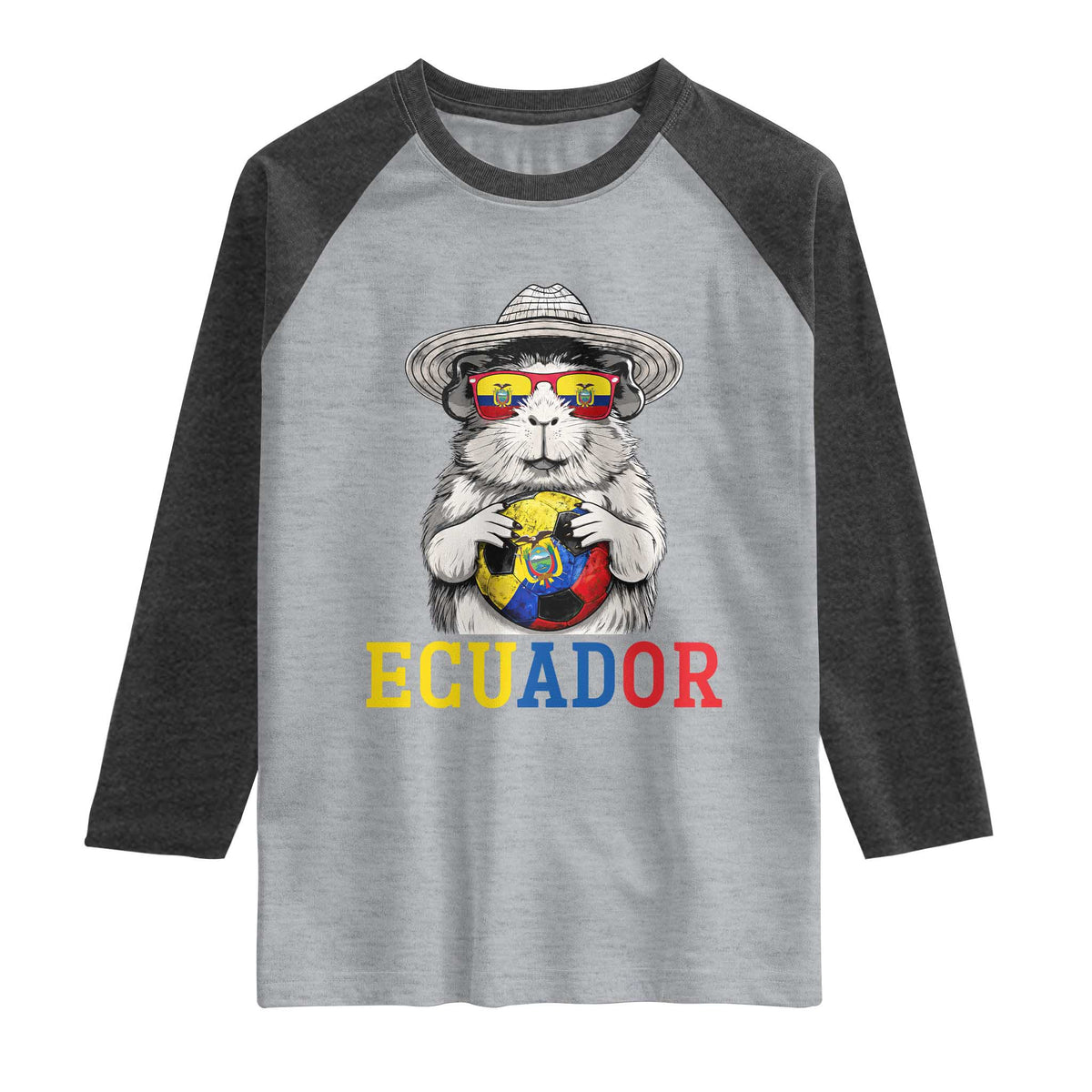 Funny Ecuador Guinea Pig Soccer Fan Raglan Shirt Cavy Lover Gift