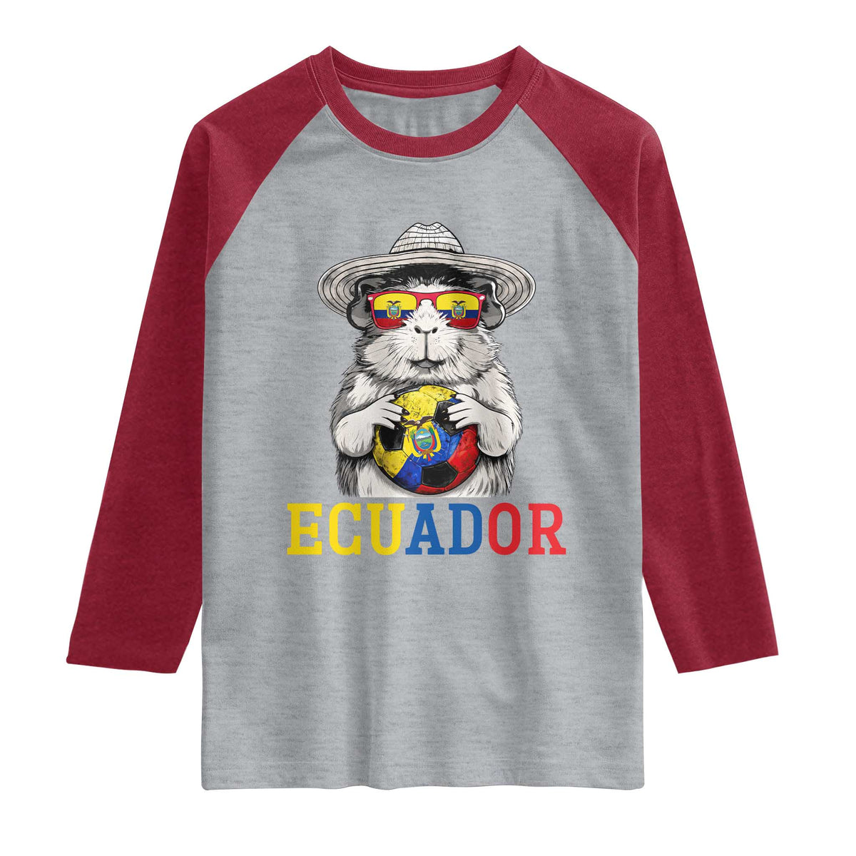 Funny Ecuador Guinea Pig Soccer Fan Raglan Shirt Cavy Lover Gift
