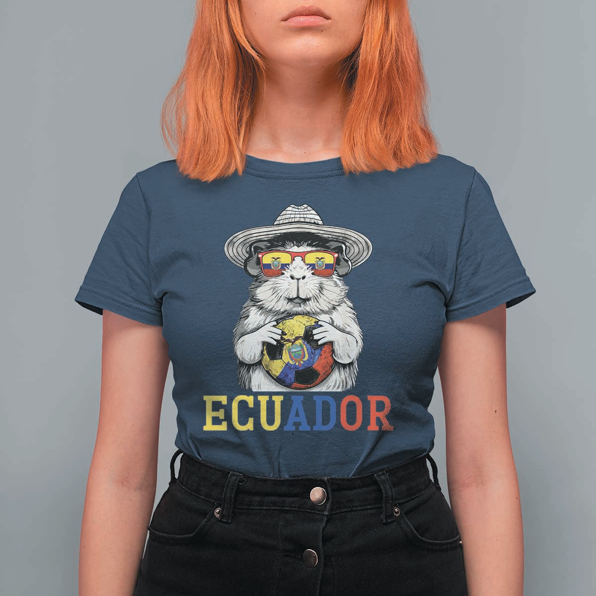 Funny Ecuador Guinea Pig Soccer Fan T Shirt For Women Cavy Lover Gift