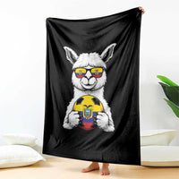 Funny Ecuador Alpaca Soccer Lover Throw Blanket South American Pride Gift